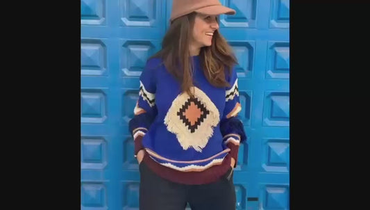 Jersey de Punto Boho Chic con Flecos